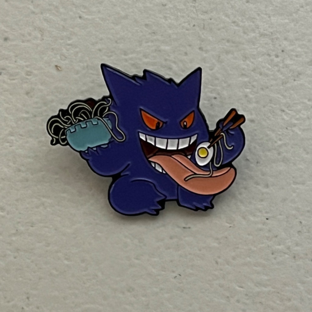 Pokemon Gengar Eating Ramen Pin Brooch Pins Streetwear Hats Hat Bag New